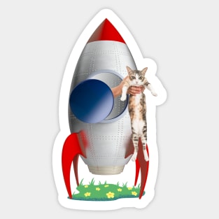 Cats Not Allowed In Rocket (Calico Kitty) Sticker